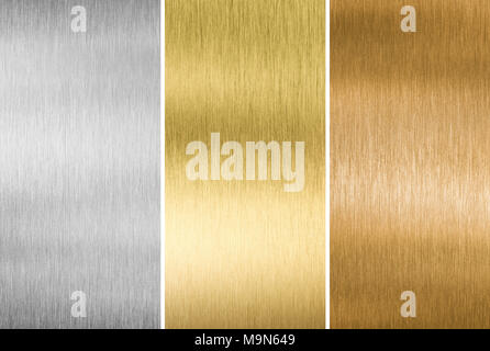 Texture metallo oro, argento e bronzo Foto Stock