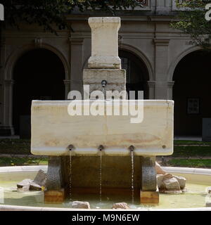 Fontana Romana in Arte nel giardino del museo, ex Abbazia Saint-Pierre, Lione, Francia Foto Stock