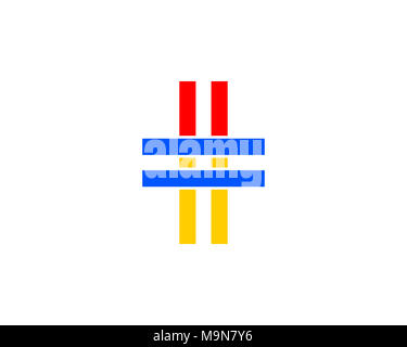 È un simbolo associato con la condivisione, descrizione, parole chiave sui social media Foto Stock