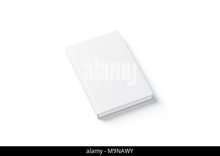 Vuoto bianco coperchio rigido prenota mock up, vista dall'alto dal lato. Vuoto con copertina rigida per notebook mockup, isolata. Bookstore modello di branding Foto Stock