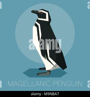 Immagine vettoriale della piazza-piatta angolata Magellanic Penguin Illustrazione Vettoriale