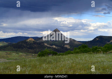 Panorama di Monte Formaggio, Mazzarino, Caltanissetta, Sicilia, Italia Foto Stock