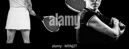 Immagine composita di atleta giocando a tennis con una racchetta Foto Stock