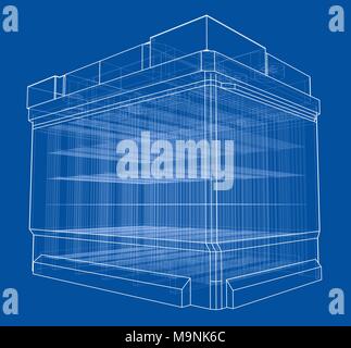 Batteria auto contorno. Vettore di rendering 3D Illustrazione Vettoriale