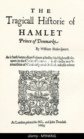 Dopo il titolo-page del primo cuarto Shaekspeare di gioco del borgo. William Shakespeare, 1564 (battezzato) - 1616. Poeta inglese, drammaturgo e attore. Da una vita di William Shakespeare, pubblicato 1908.