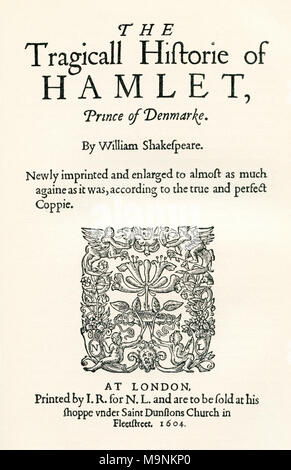 Dopo il titolo-pagina della seconda cuarto Shaekspeare di gioco del borgo. William Shakespeare, 1564 (battezzato) - 1616. Poeta inglese, drammaturgo e attore. Da una vita di William Shakespeare, pubblicato 1908. Foto Stock
