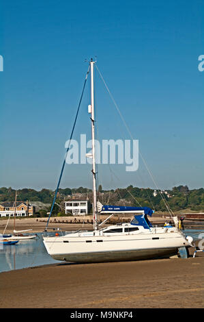 Yachts Bembridge Harbour Beach, Isle of Wight, Hampshire, Inghilterra, Foto Stock