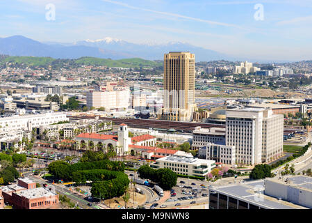 Il centro della città di Los Angeles, vista aerea Foto Stock