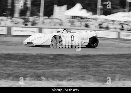 1969 white Porsche 917 PA (Porsche Audi) Spyder numero 0 Canadian American Challenge Cup (Can-Am) racing car Foto Stock