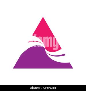 Wave Swoosh il collegamento di forma di triangolo simbolo Vector Graphic Logo Design Illustrazione Vettoriale