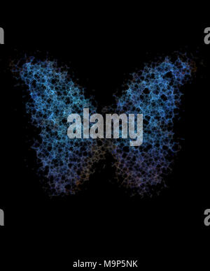 Abstract sfondo digitale, butterfly fatta di particelle, linee e punti Foto Stock