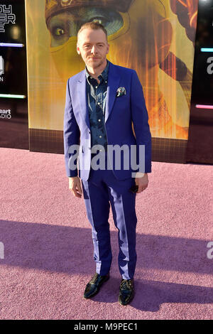 Simon Pegg assiste il 'pronto il giocatore uno' premiere in Dolby Theatre Hollywood su Marzo 26, 2018 a Los Angeles, California. Foto Stock