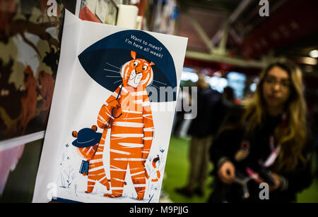 Bologna, Italia. 27 Mar, 2018. Una cabina è visto alla Fiera del Libro per Ragazzi a Bologna, Italia del nord, il 27 marzo 2018. La 55th fiera del libro per ragazzi ha dato dei calci a fuori il lunedì. Credito: Jin Yu/Xinhua/Alamy Live News Foto Stock