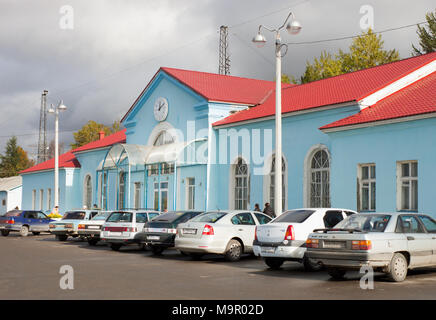 Apatity, Russia - 14 Settembre 2012: Piccoli vokzal, tipico del nord della Russia, nella città di Apatity, che si trova nella regione di Murmansk. A nord di Ru Foto Stock