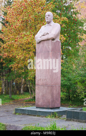 Apatity, Russia - 14 Settembre 2012: AE Fersman è un eminente scienziato sovietico, organizzatore di lo studio e lo sviluppo della ricchezza minerale di t Foto Stock