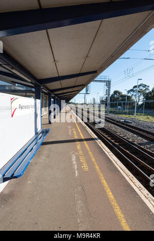 Un vuoto che la stazione ferroviaria di Palmerston North Nuova Zelanda Foto Stock