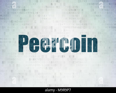 Concetto Blockchain: Peercoin sui dati digitali sfondo della carta Foto Stock