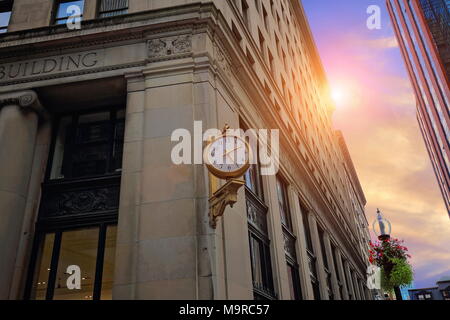 Boston edifici di interesse storico nel centro cittadino lungo la libertà a piedi Foto Stock