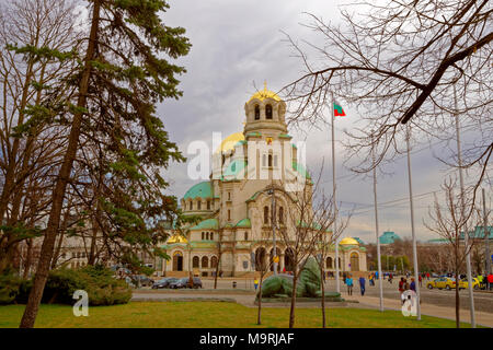 Il San Alexandar Nevski Cattedrale Ortodossa in Sofia city centre, Bulgaria. Foto Stock