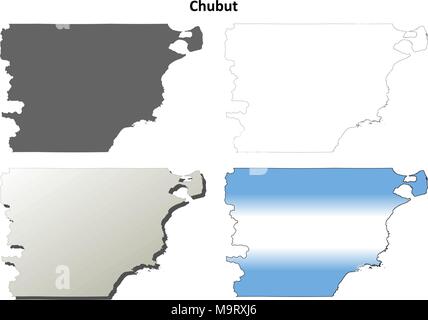 Chubut vuoto mappa di contorno impostato Illustrazione Vettoriale