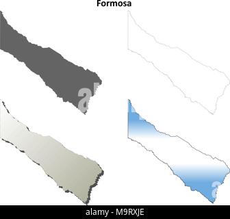 Formosa vuoto mappa di contorno impostato Illustrazione Vettoriale