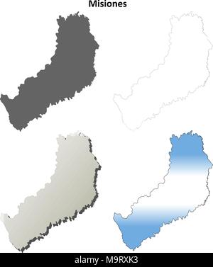 Misiones vuoto mappa di contorno impostato Illustrazione Vettoriale