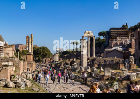 Turisti nel Forum Romanum in Roma, Italie. Foto Stock