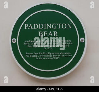 Paddington Bear placca Foto Stock