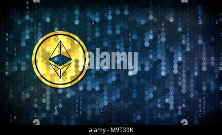 Ethereum Classic - pittogramma scuro su sfondo digitale. Foto Stock