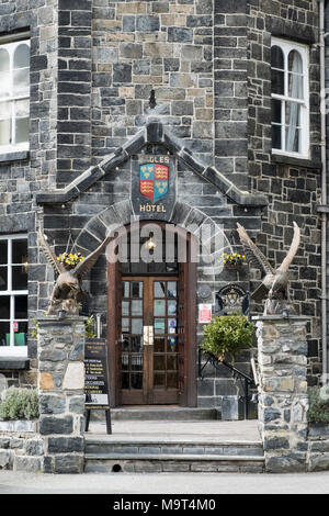 L'ingresso per le aquile Hotel, Llanrwst, il Galles del Nord. Foto Stock