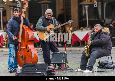 Una jazz band a suonare in Piazza Navona, Roma, lazio, Italy. Foto Stock