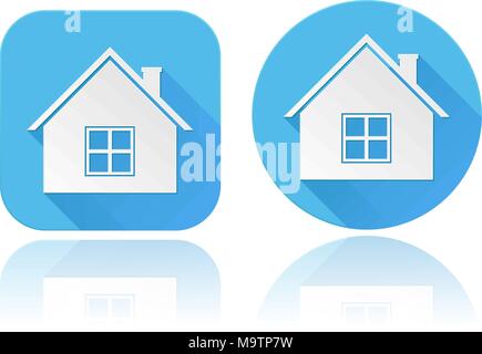 Home icone. Rotonda e quadrata blu segni sul web Illustrazione Vettoriale