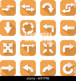 Orange set di icone a forma di freccia Illustrazione Vettoriale