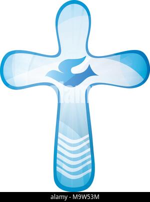 Croce Finestra Battesimo Croce Da Parete In Acrilico Blu 10x16cm - Decorazione Per Casa, Finestre E Esterni Decorazione Religiosa