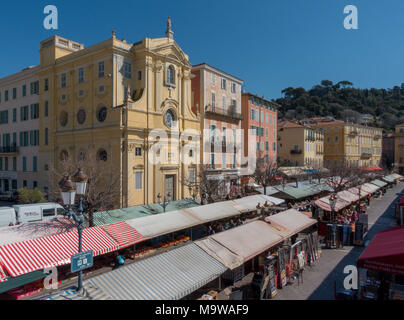 Fiore, mercato di frutta e verdura, Cours Saleya, Nice, Francia Foto Stock