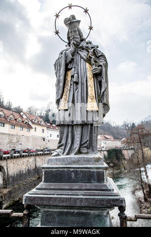 Cristo sul ponte Skofja Loka Slovenia Foto Stock