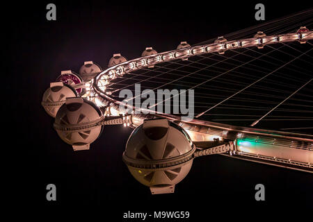 High Roller è un 550-piedi di altezza, 520-piedi di diametro ruota gigante sul Las Vegas Strip in Paradise, Nevada, Stati Uniti d'America. Foto Stock