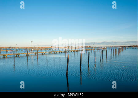 Pontile per yacht in marina, Heiligenhafen, Mar Baltico, Schleswig-Holstein, Germania, Europa Foto Stock