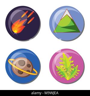 Video Gioco scena insieme icone illustrazione vettoriale design Illustrazione Vettoriale