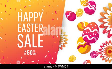 Pasqua Vendita banner modello di sfondo con moderni coloratissima primavera erba e uova. Illustrazione Vettoriale