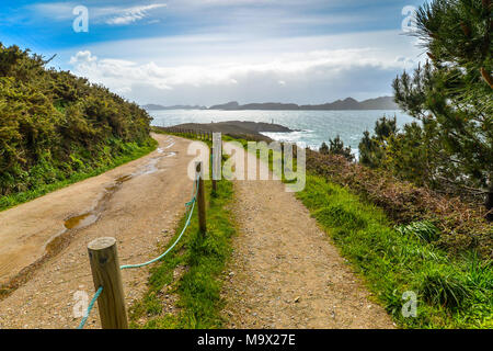 La strada che conduce ad una spiaggia appartata noto come Cabo Home - Galizia - Spagna Foto Stock