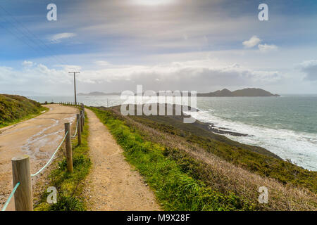 La strada che conduce ad una spiaggia appartata noto come Cabo Home - Galizia - Spagna Foto Stock