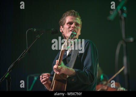 Dublino, Dublino, Irlanda. 28 Mar, 2018. Alfie da Irish Folk Gruppo Hudson Taylor esegue in Dublino è il teatro Olimpia. Credito: Ben Ryan SOPA/images/ZUMA filo/Alamy Live News Foto Stock