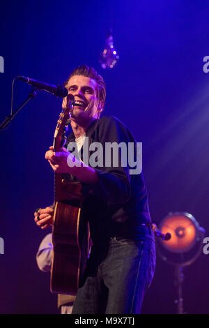 Dublino, Dublino, Irlanda. 28 Mar, 2018. Alfie da Irish Folk Gruppo Hudson Taylor esegue in Dublino è il teatro Olimpia. Credito: Ben Ryan SOPA/images/ZUMA filo/Alamy Live News Foto Stock