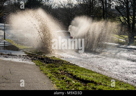 Essex. Il 29 marzo 2018. Regno Unito Meteo: Heavy Rain ha causato la strada localizzata di inondazioni in Brentwood Essex e automobilisti lotta a guidare attraverso le inondazioni o tornare indietro per evitare il diluvio. Credit Ian Davidson/Alamy live news Foto Stock