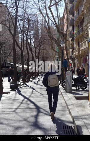 Av. de Gaudì Barcellona Catalogna su una giornata invernale e Foto Stock