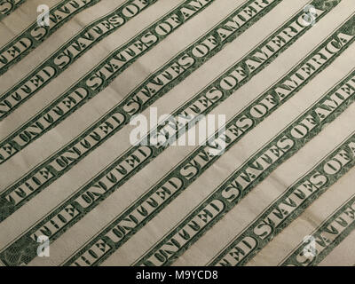 Design concettuale. USA, stati Uniti d'america. Lettere, verde, bandiera, soldi. Sfondo. Foto Stock