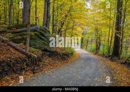 Strada di campagna in autunno, Williamstown, Massachusetts Foto Stock