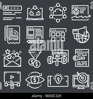 Internet marketing icon set in linea sottile stile. Illustrazioni vettoriali Illustrazione Vettoriale