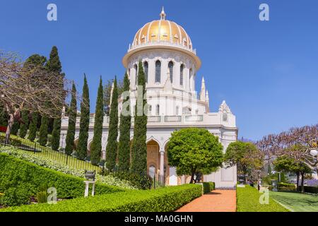 Il tempio Bahai e i giardini Bahai di Haifa, Israele. Foto Stock